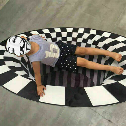3D Vortex Black White Illusion Rug