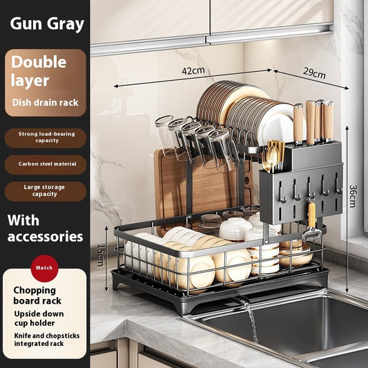 Multi-functional Countertop Dish Drainer Storage