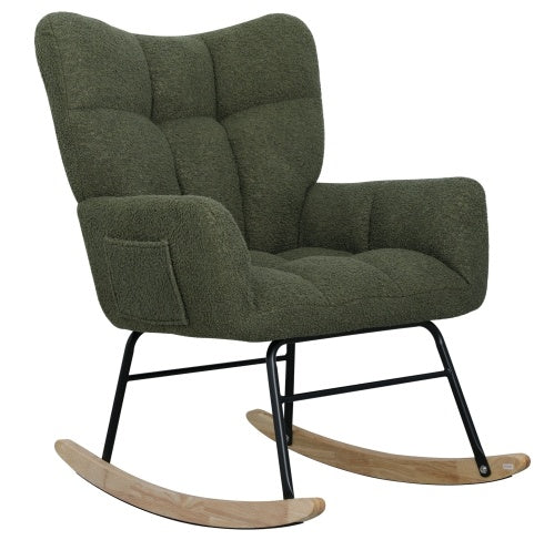 Modern Rocking Teddy Fabric Accent Chair