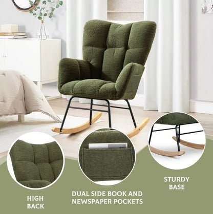 Modern Rocking Teddy Fabric Accent Chair