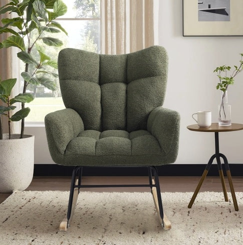 Modern Rocking Teddy Fabric Accent Chair