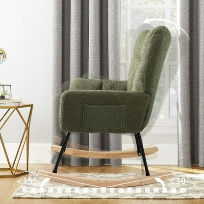Modern Rocking Teddy Fabric Accent Chair