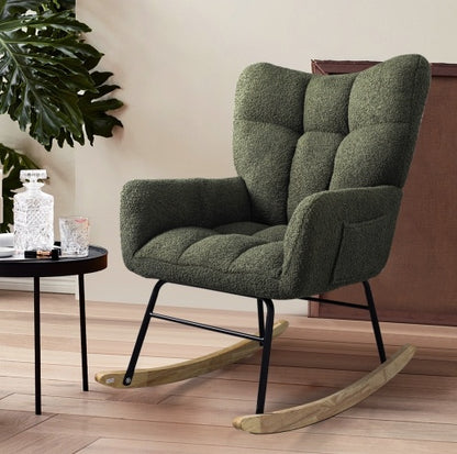 Modern Rocking Teddy Fabric Accent Chair